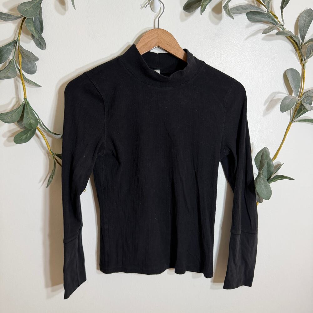 Free People Ribbed Mock Neck Long Sleeve